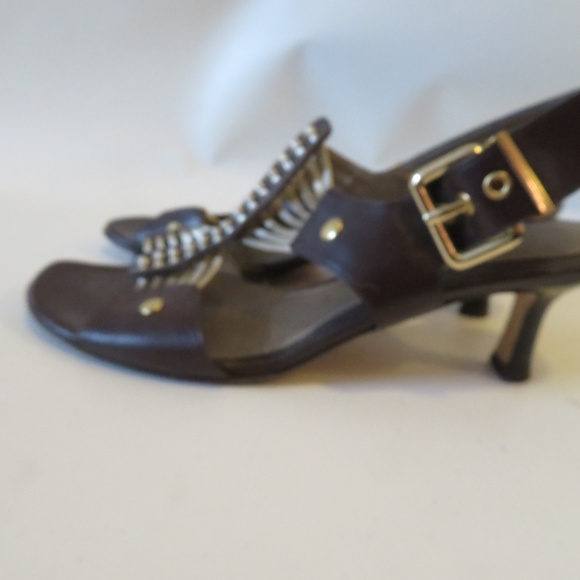 WOMENS VANELI BROWN/GOLD LEATHER SANDALS 8.5* - Picture 3 of 5